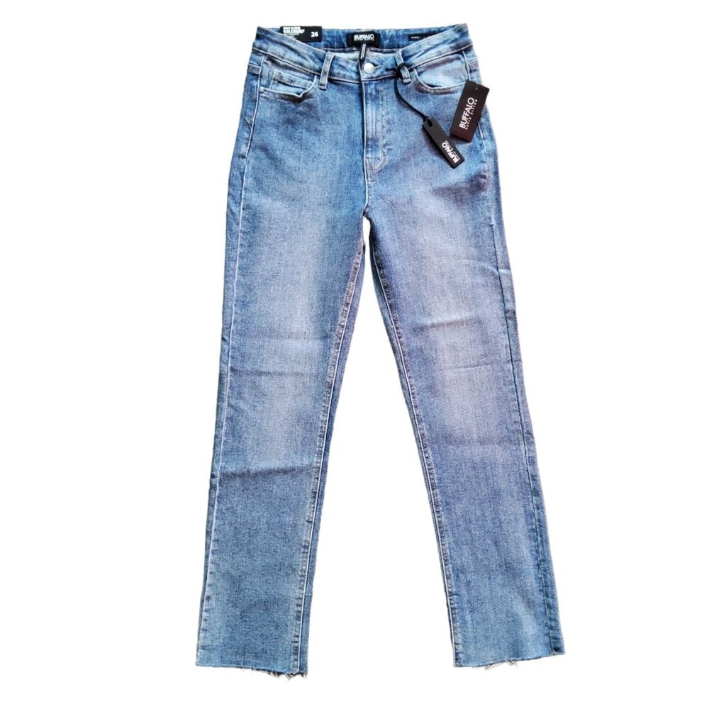 Buffalo David Bitton Ramsey Jeans Womens 26 High Rise Medium Wash Raw Hem NWT